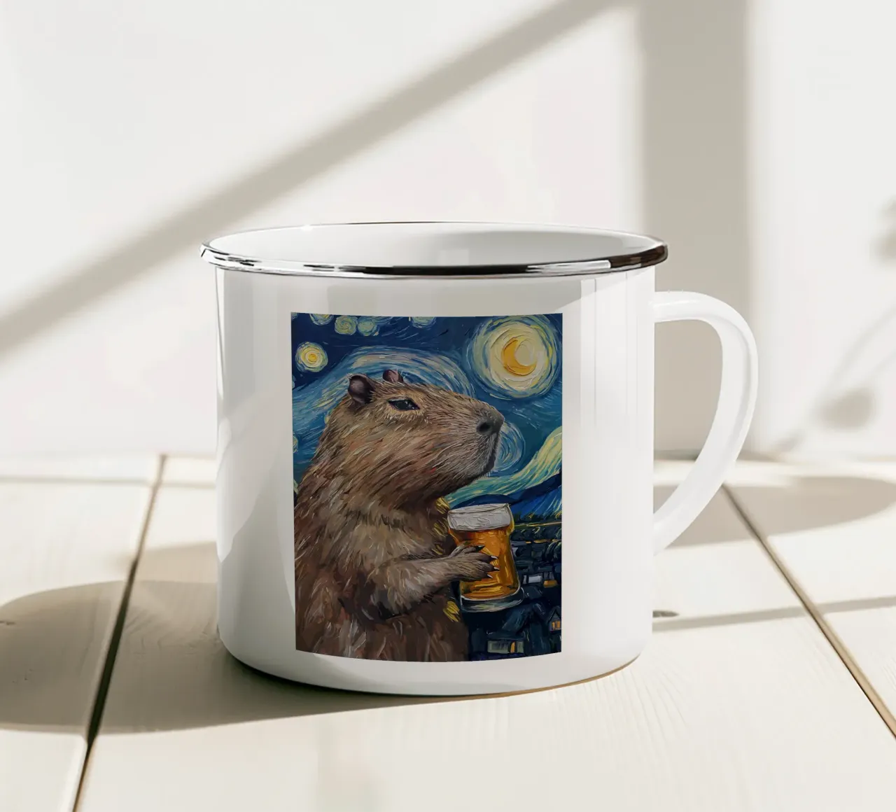 Capibara Notte stellata tazza in smalto da Hannah Meyer