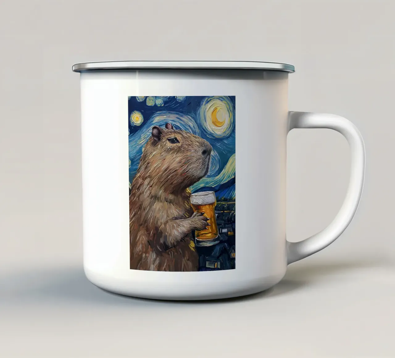 Capibara Notte stellata tazza in smalto da Hannah Meyer