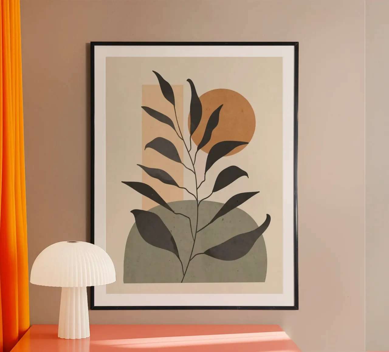 leaf moon shape poster con telaio in legno da miracle
