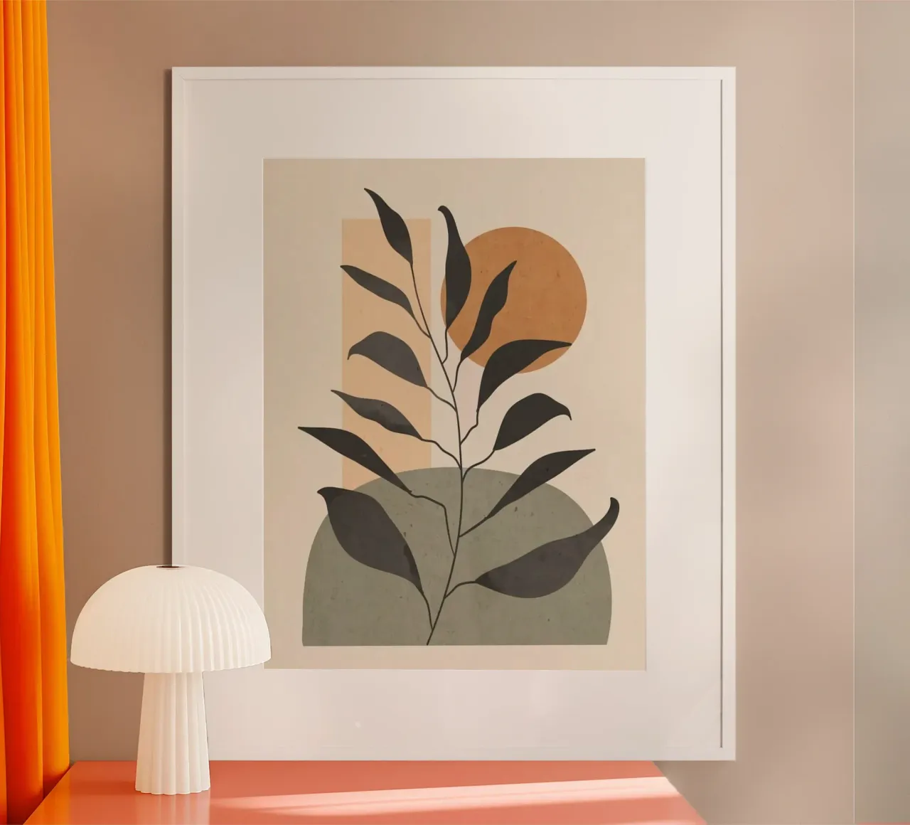 leaf moon shape poster con telaio in legno da miracle
