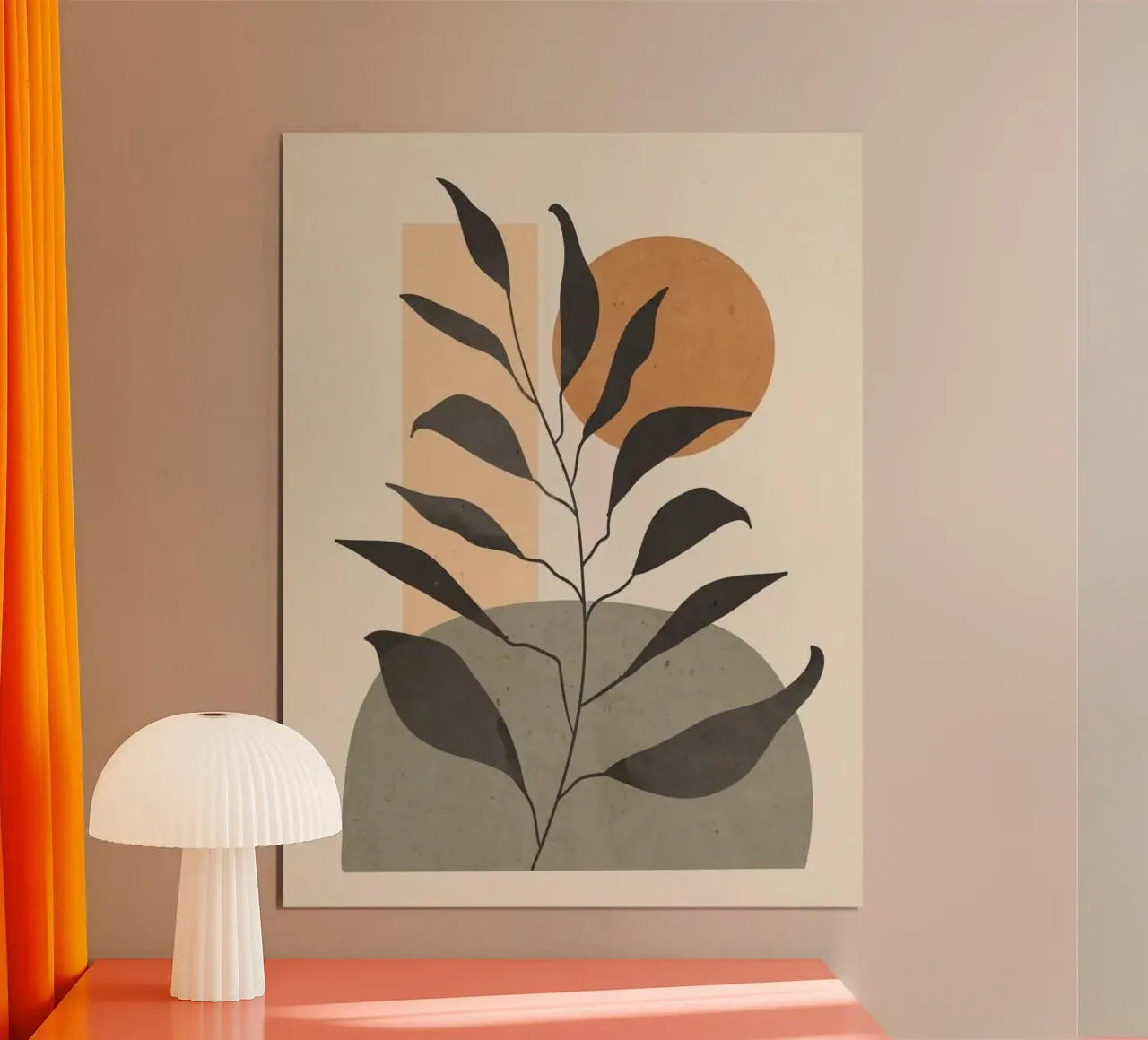 leaf moon shape poster con telaio in legno da miracle