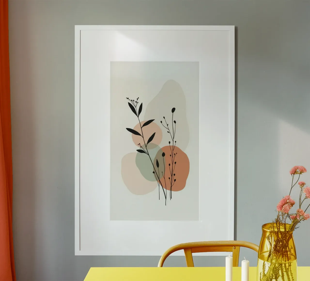 shape random and leaf poster con telaio in legno da miracle