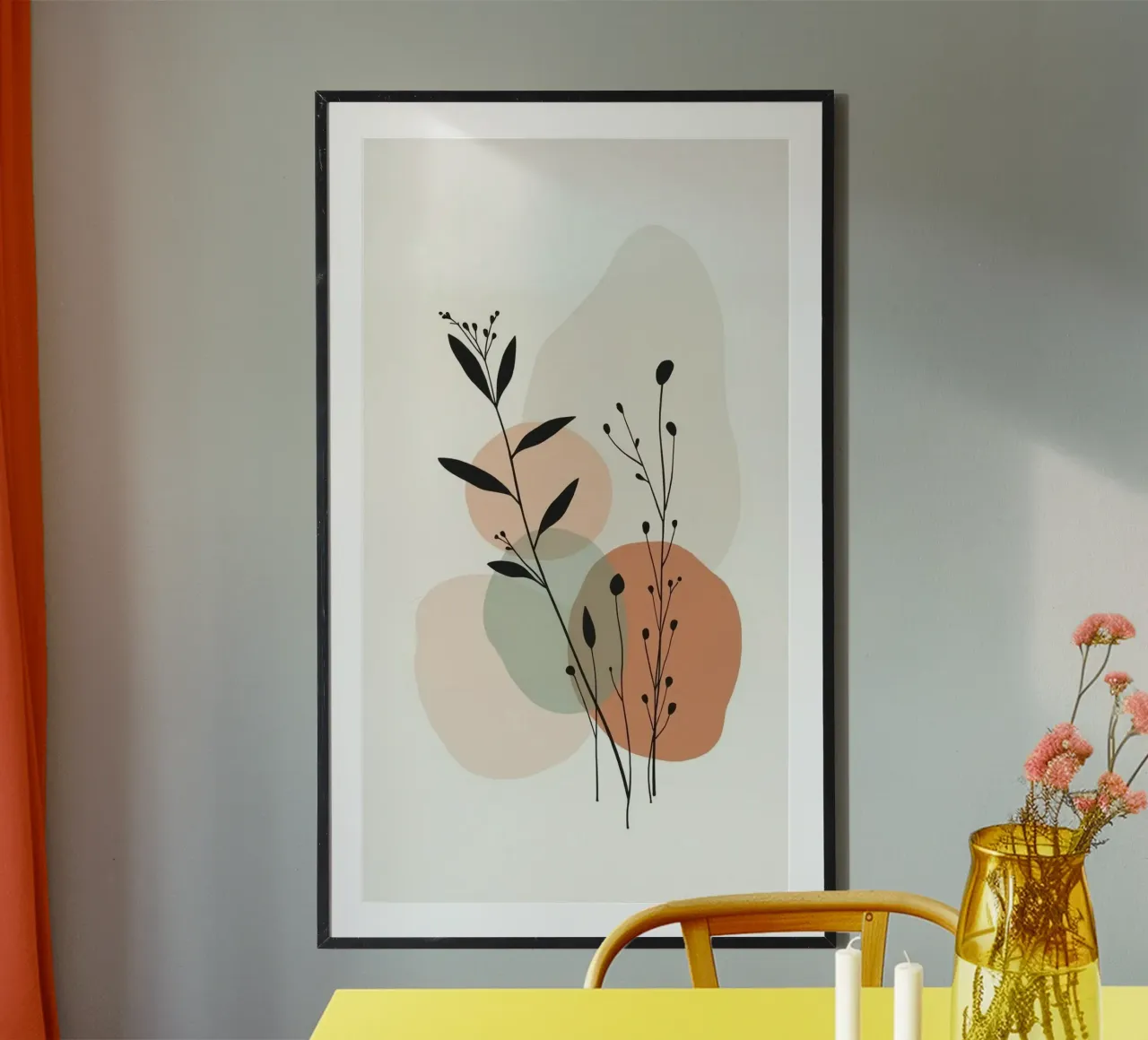shape random and leaf poster con telaio in legno da miracle