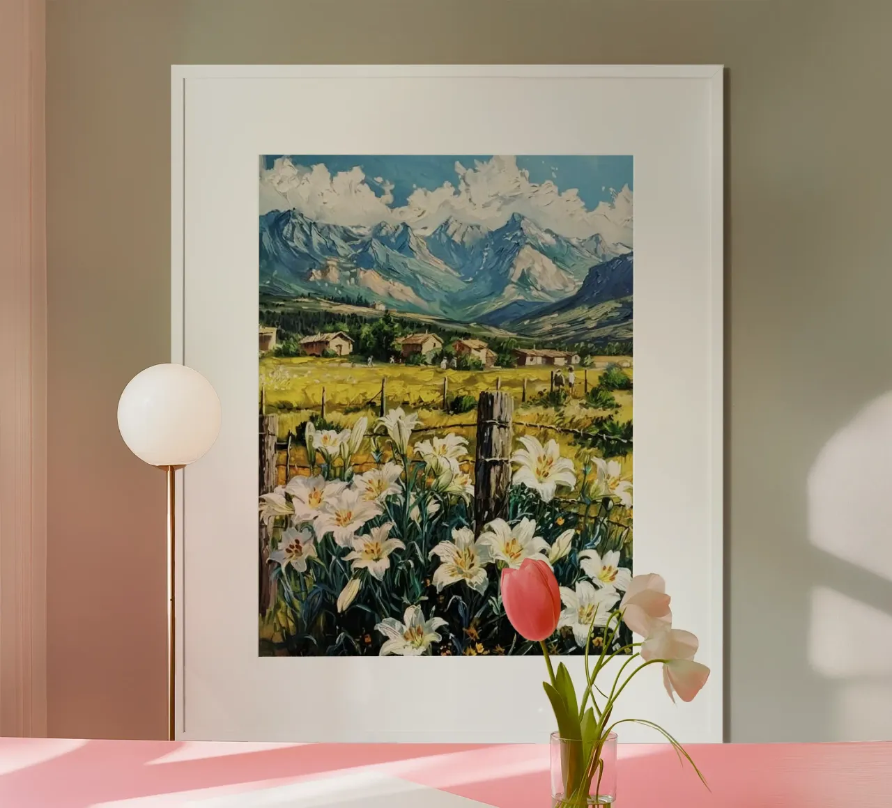 flower forest in village poster con telaio in plastica da lifeline