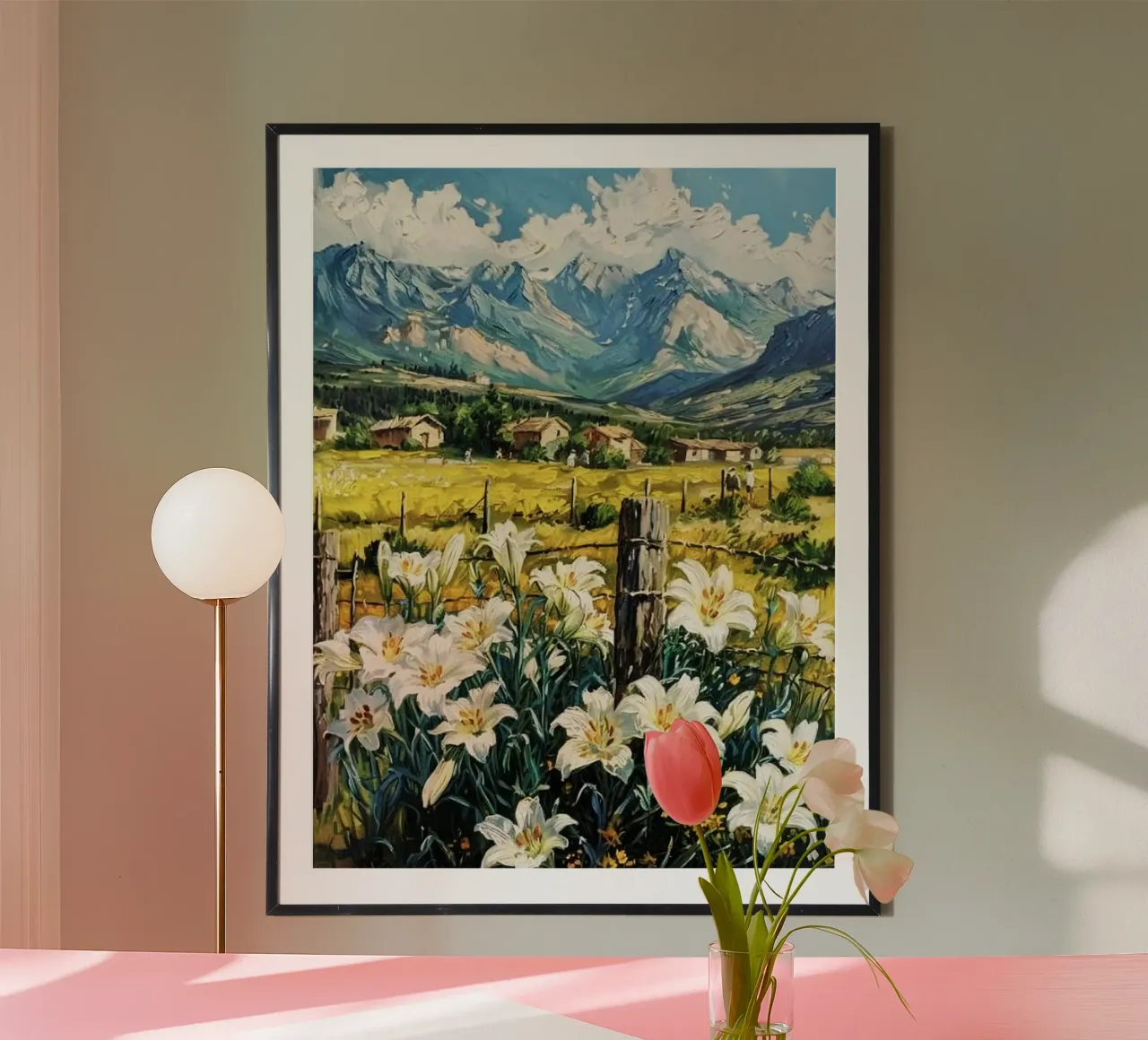 flower forest in village poster con telaio in plastica da lifeline