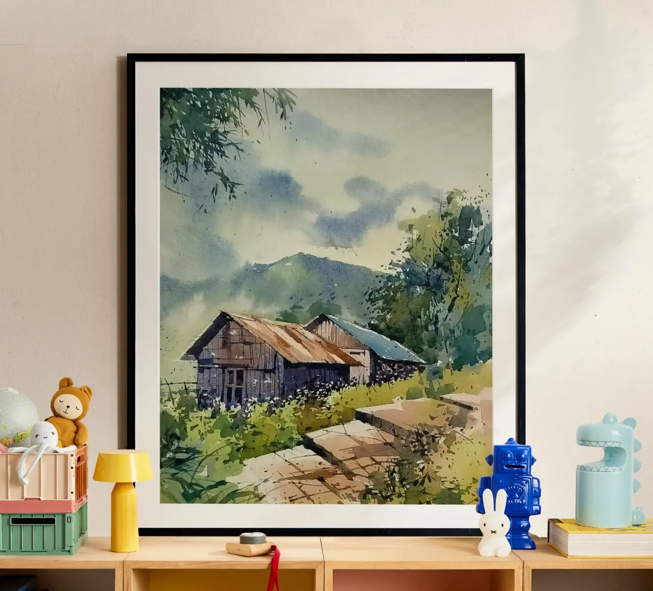 couple house in hill poster con telaio in alluminio da miracle