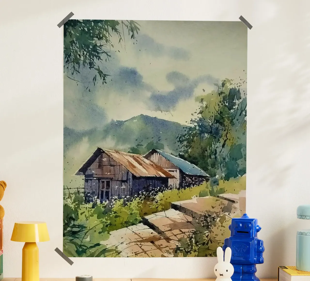 couple house in hill poster con telaio in alluminio da miracle