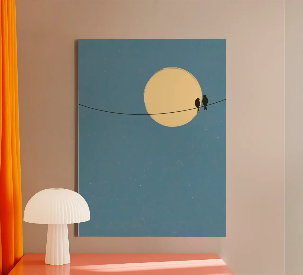couple bird moon tela con Cornice a cassetta da lifeline