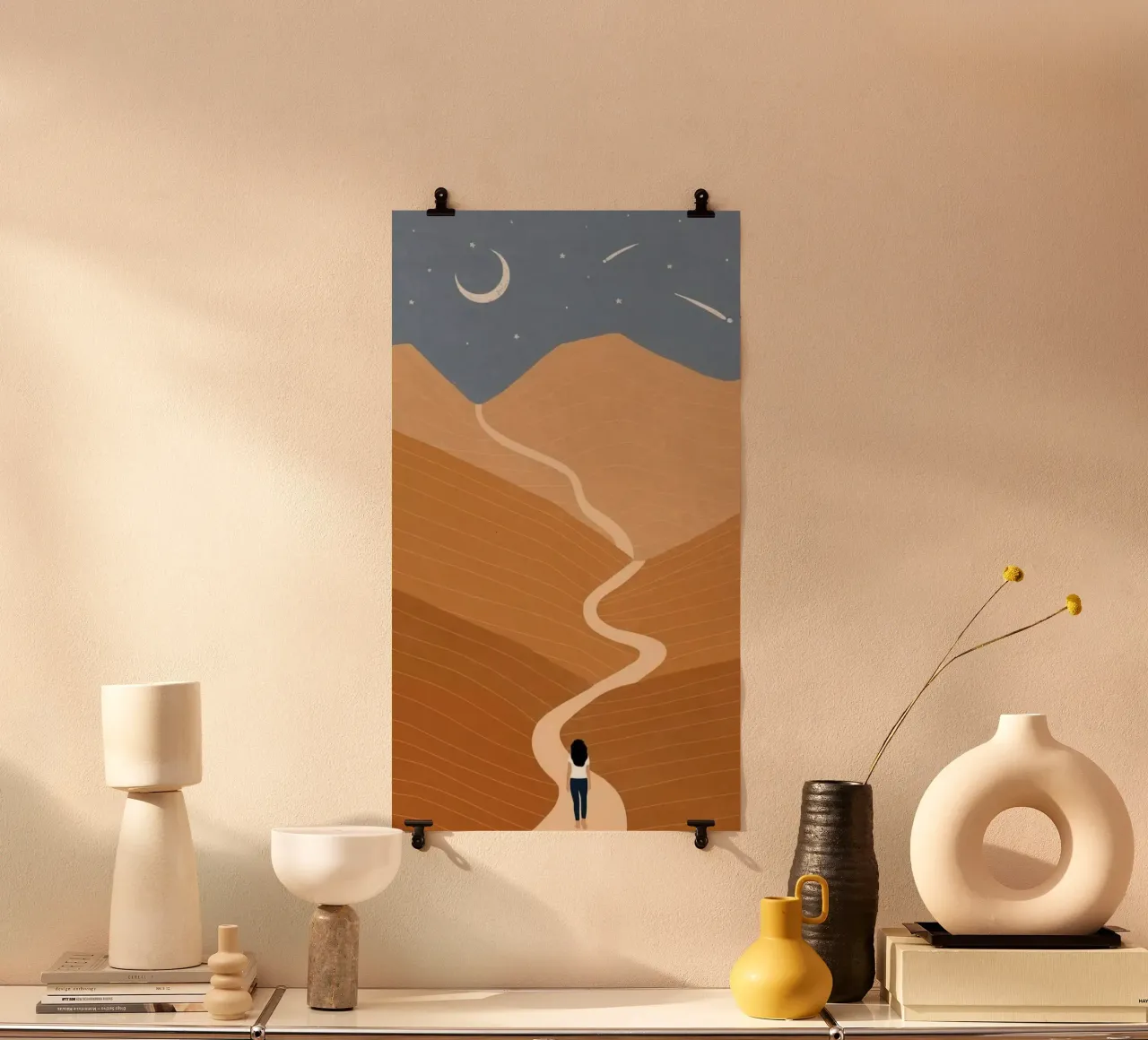 run through curve road poster con telaio in legno da lifeline