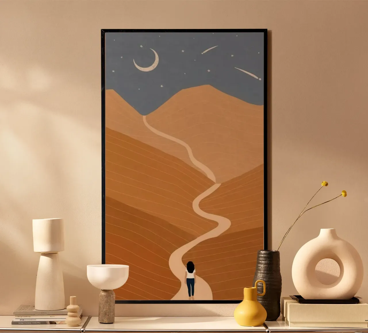 run through curve road poster con telaio in legno da lifeline