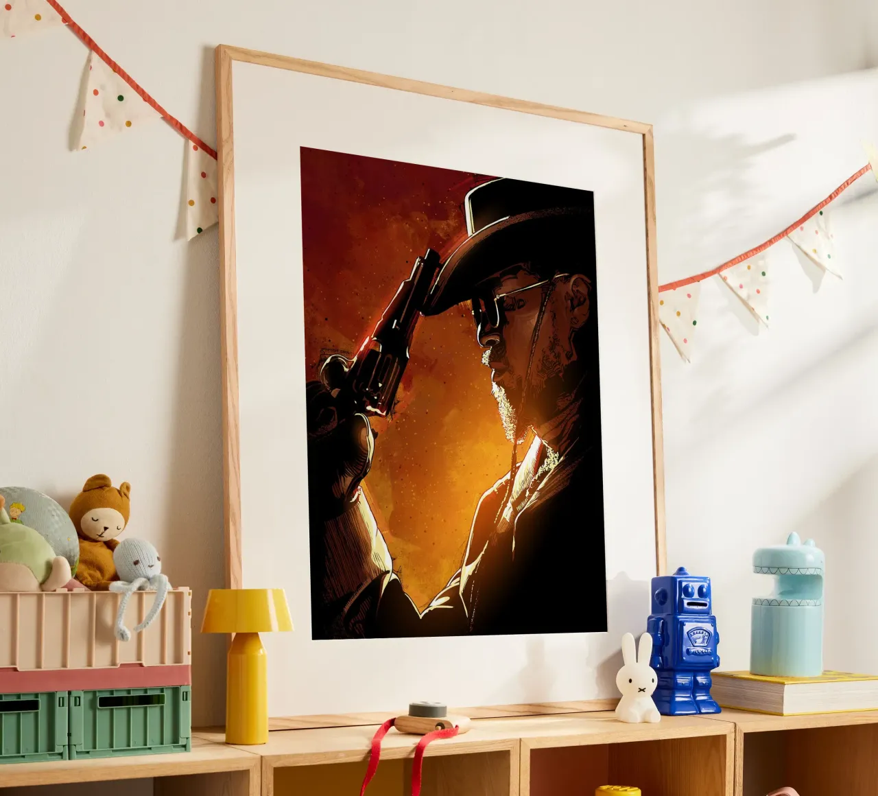 Django l poster con telaio in plastica da Oscar Frazier
