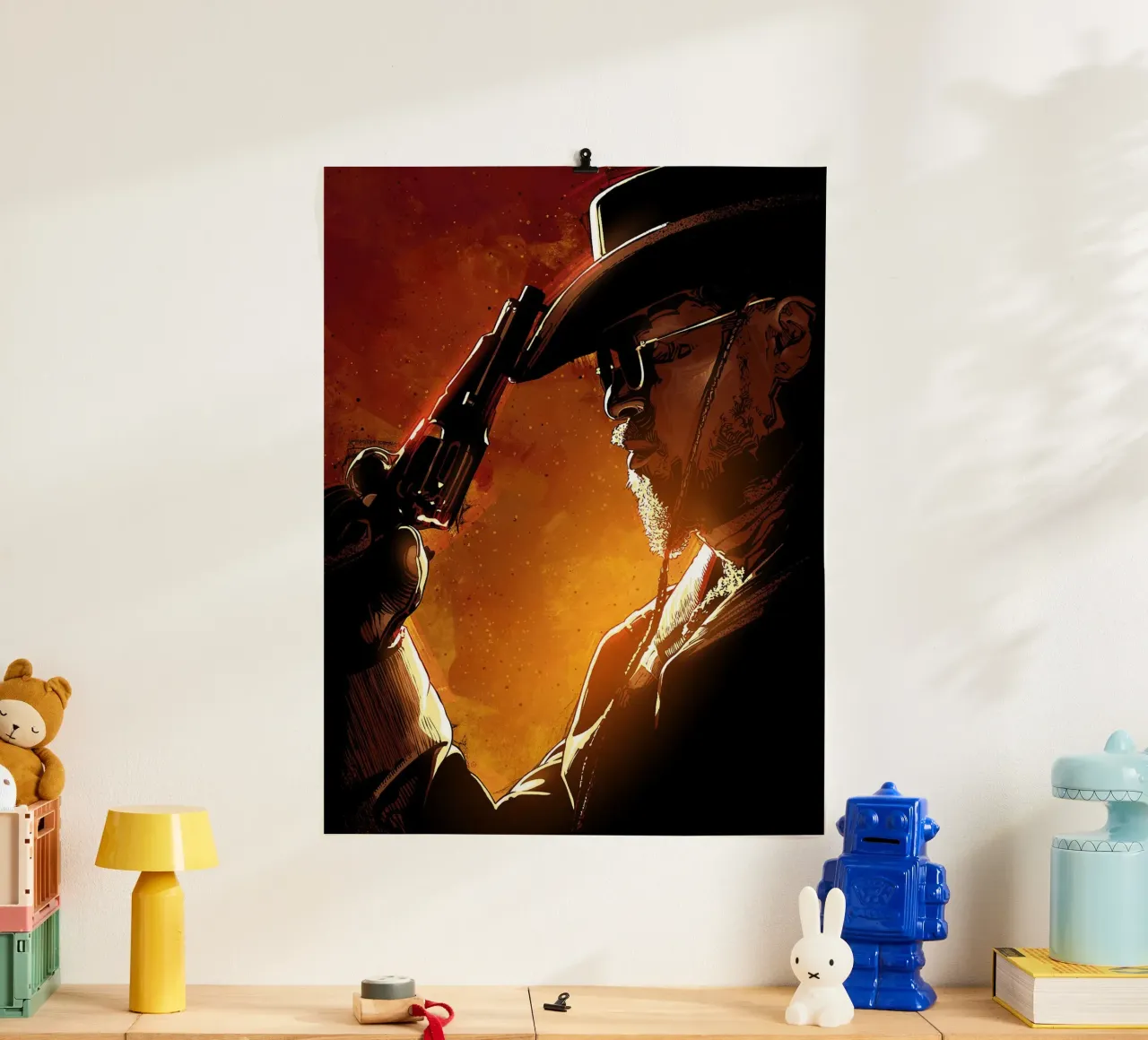 Django l poster con telaio in plastica da Oscar Frazier