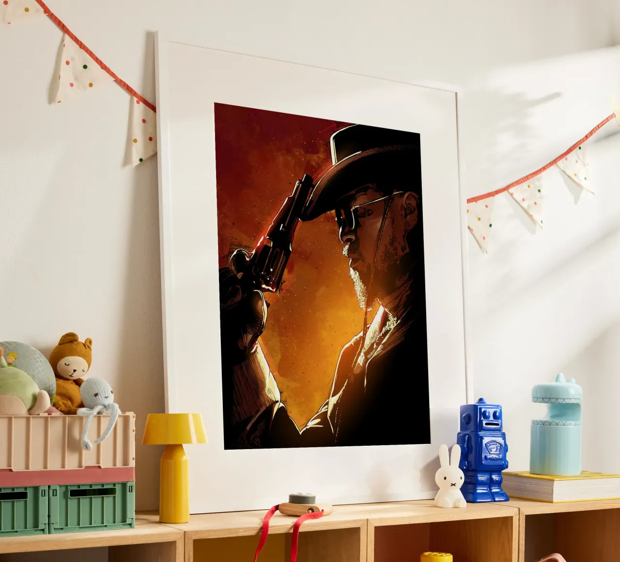 Django l poster con telaio in plastica da Oscar Frazier