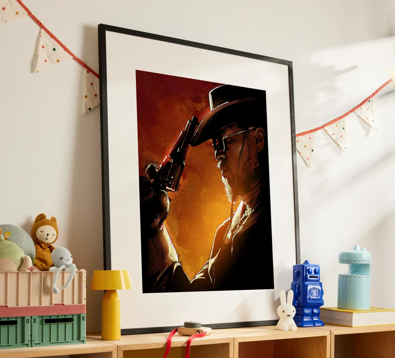 Django l poster con telaio in plastica da Oscar Frazier