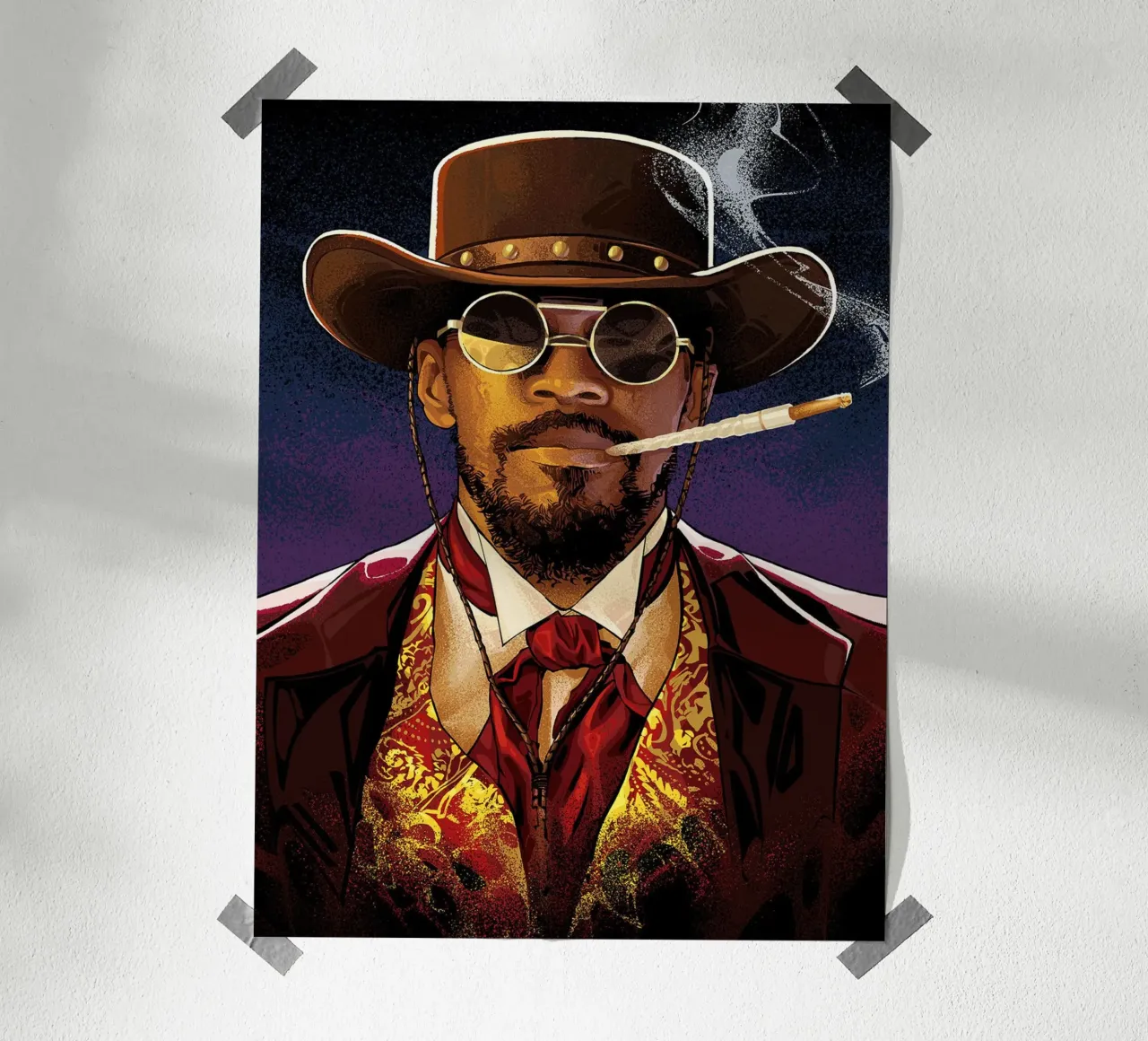 Django Unchained poster con telaio in plastica da Oscar Frazier