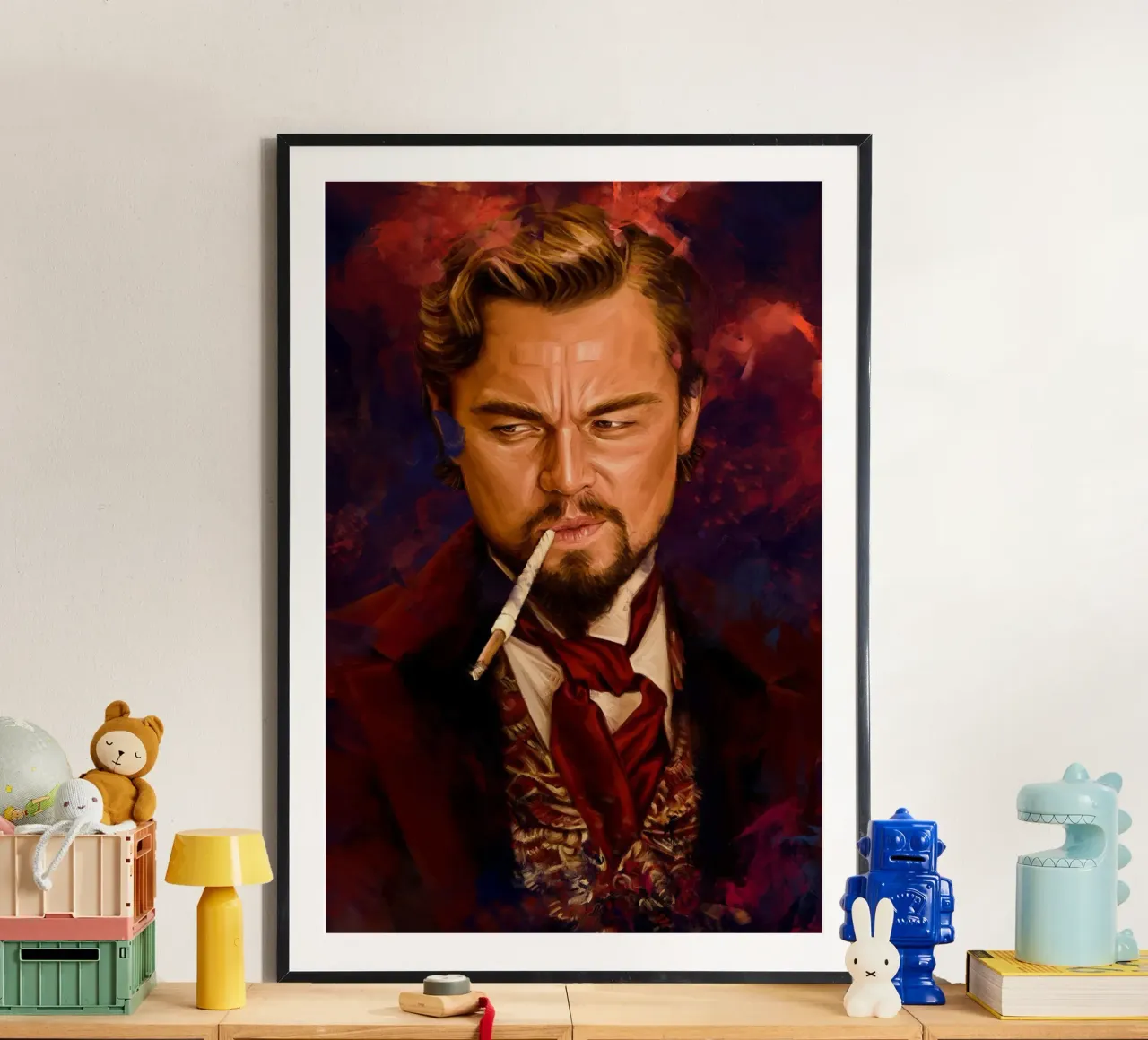 Django, Calvin Candie poster con telaio in alluminio da Oscar Frazier