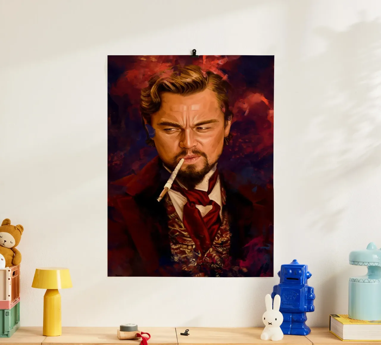 Django, Calvin Candie poster con telaio in alluminio da Oscar Frazier