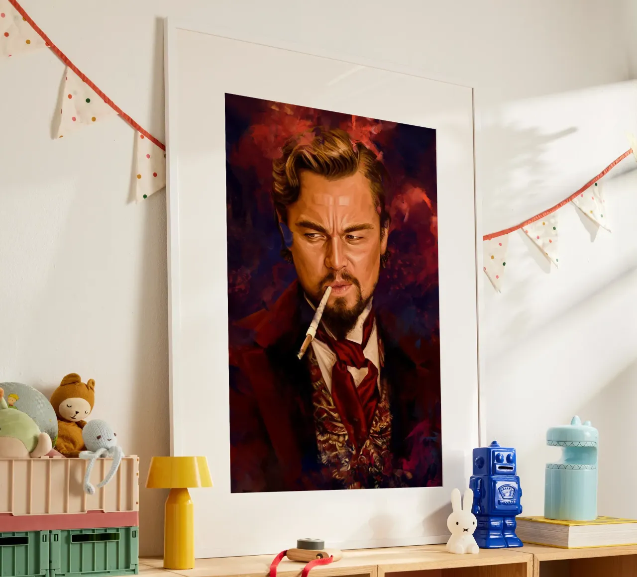 Django, Calvin Candie poster con telaio in alluminio da Oscar Frazier