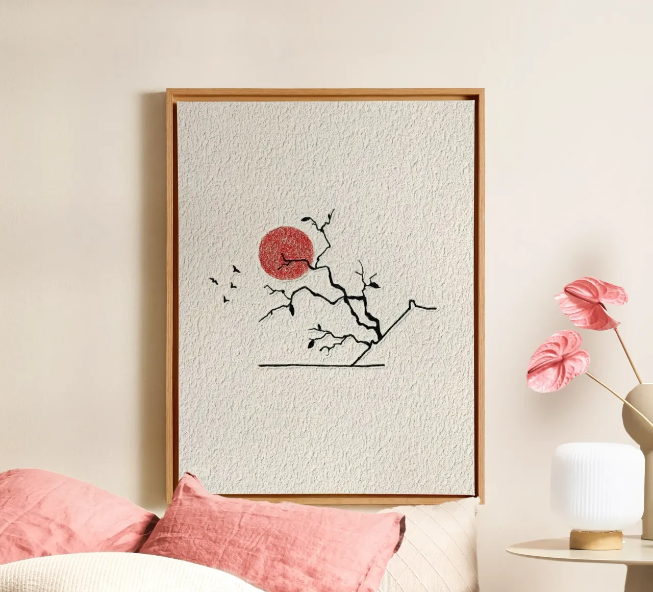 minimal nature line canvas met Baklijst van melts