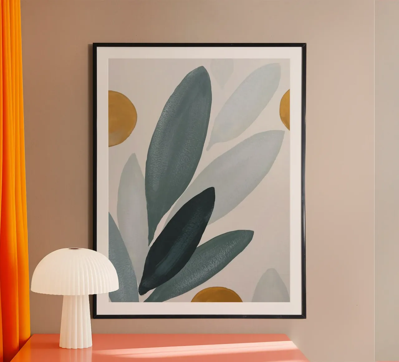 draw line leave poster con telaio in alluminio da melts
