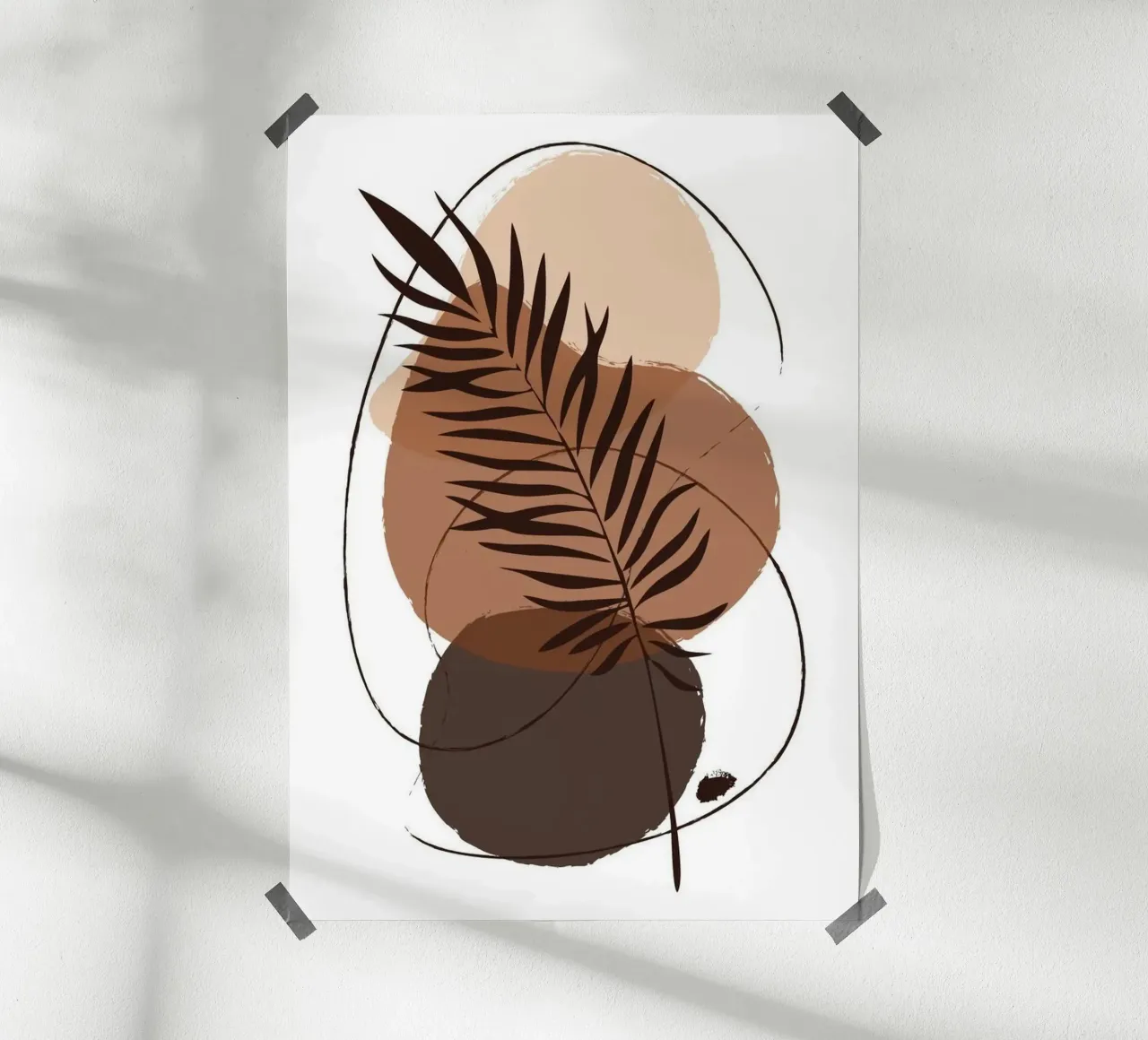 brown shape line poster con telaio in legno da hamily