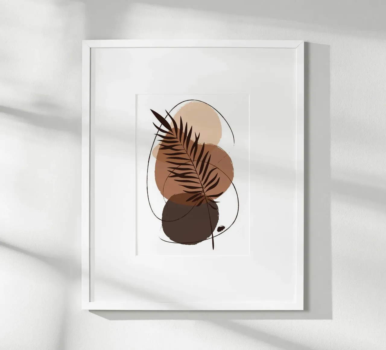 brown shape line poster con telaio in legno da hamily