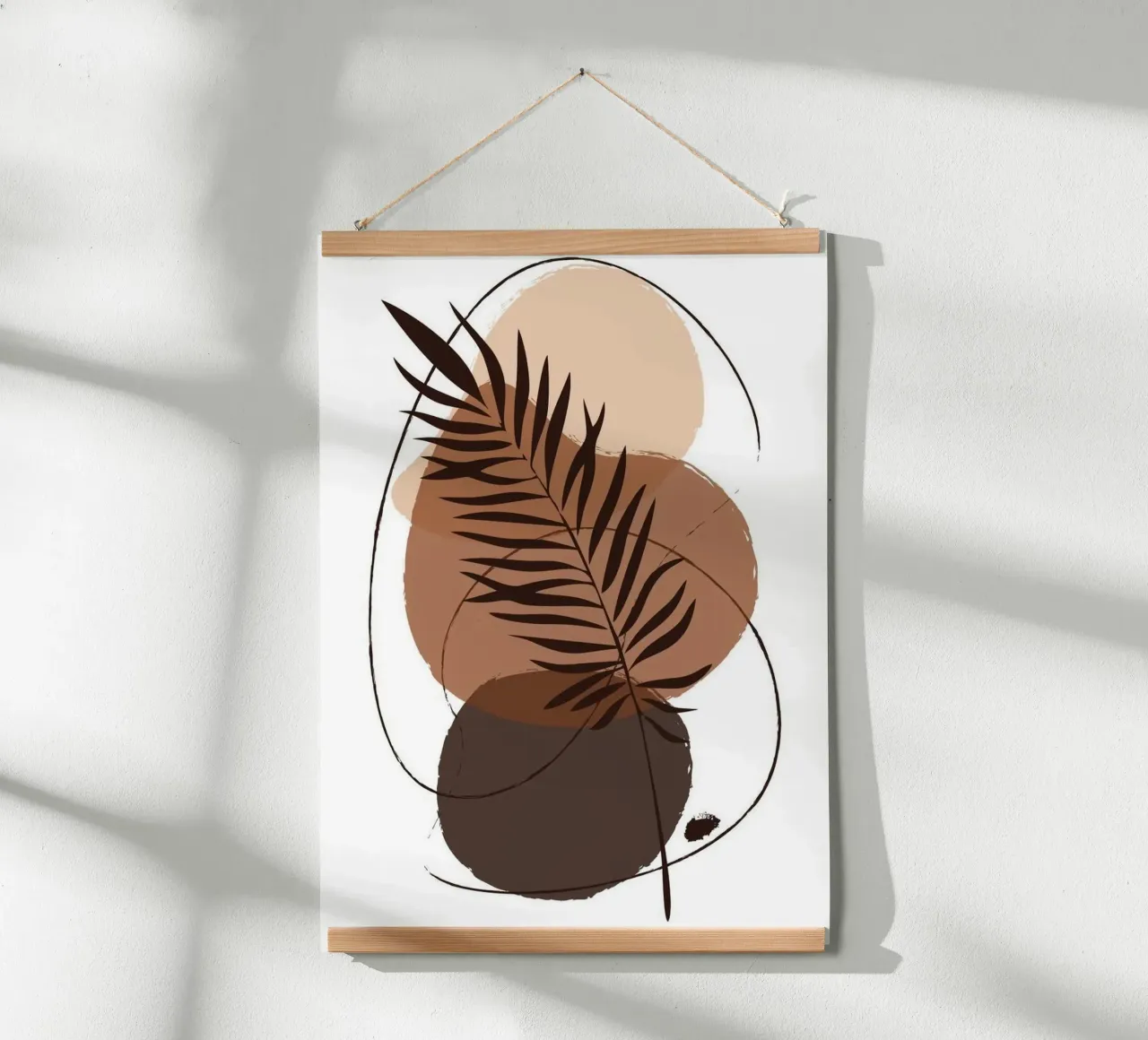 brown shape line poster con telaio in legno da hamily