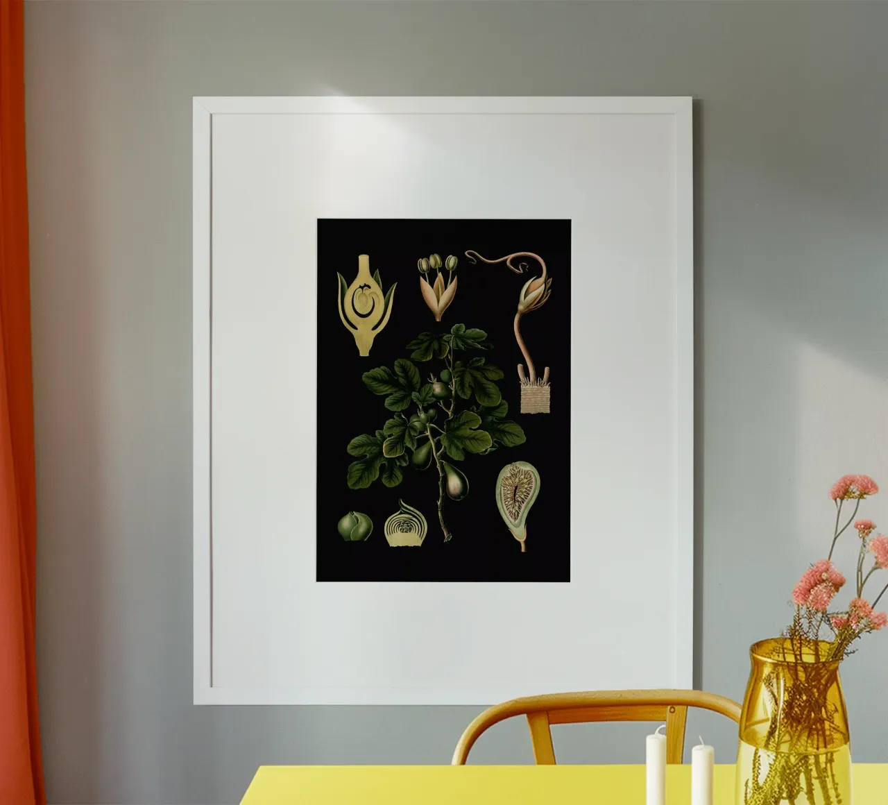 Vintage Bollmann 4 Feigenbaum poster con telaio in legno da Vintage Print Collection