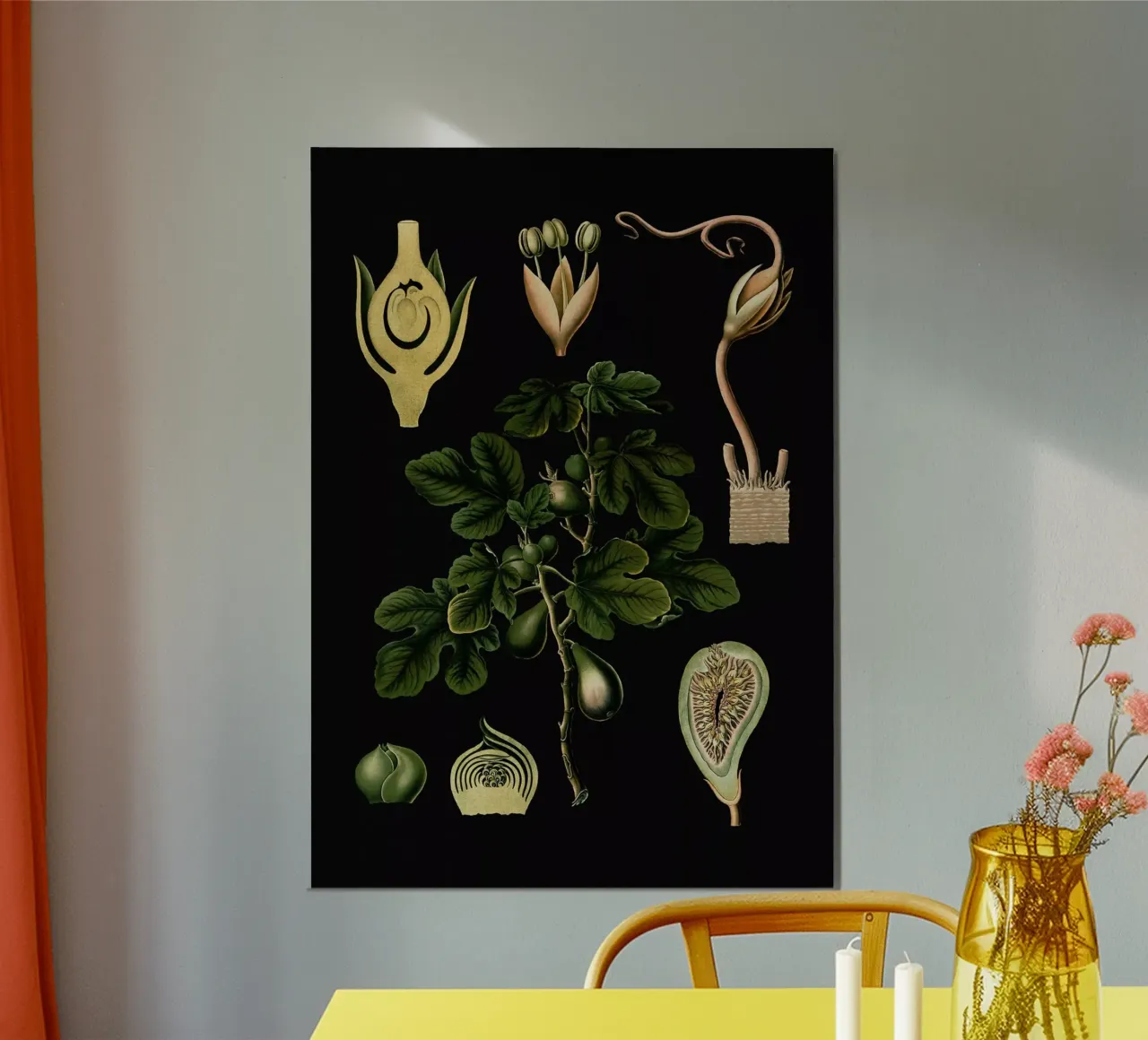 Vintage Bollmann 4 Feigenbaum poster con telaio in legno da Vintage Print Collection