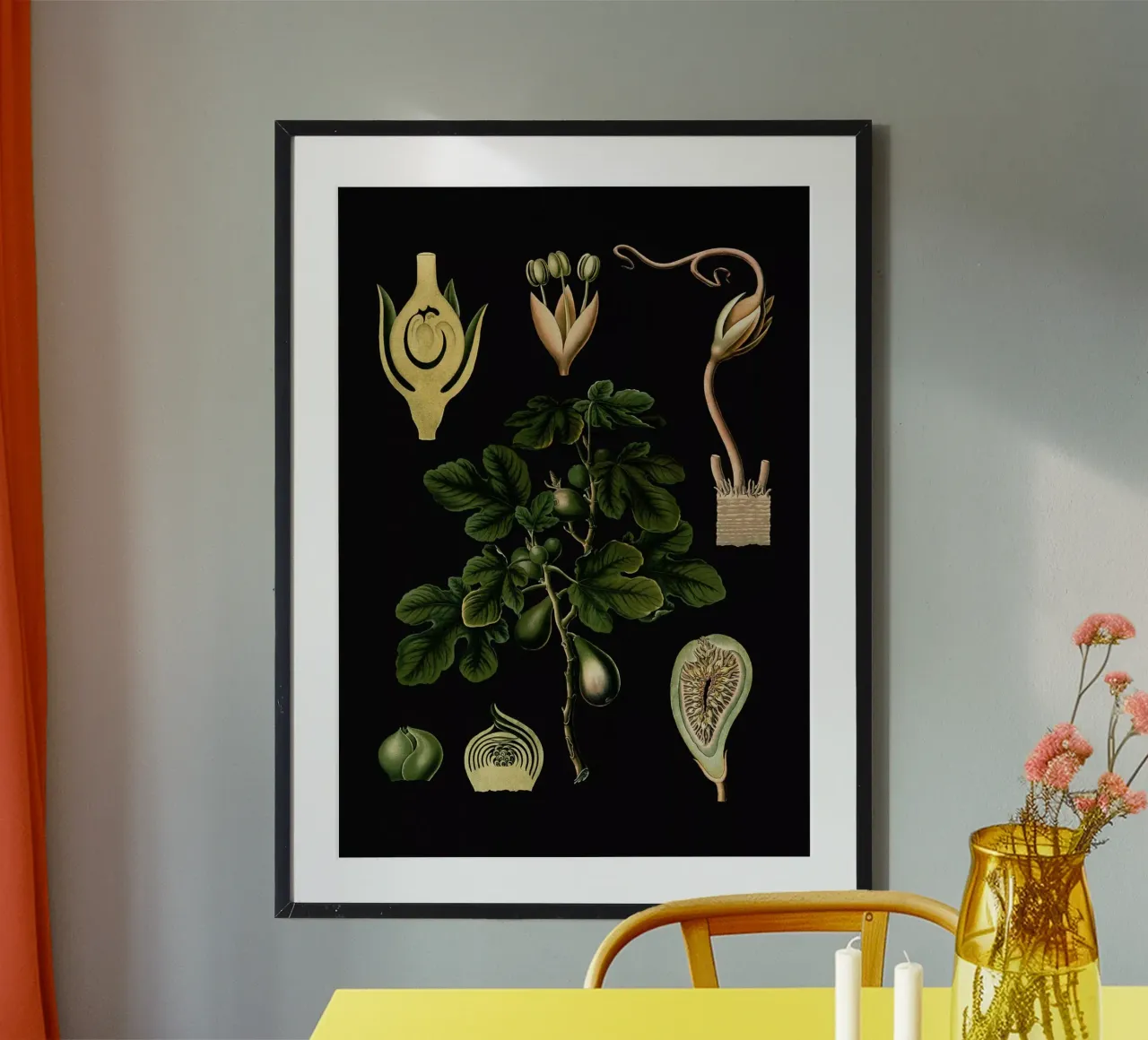 Vintage Bollmann 4 Feigenbaum poster con telaio in legno da Vintage Print Collection