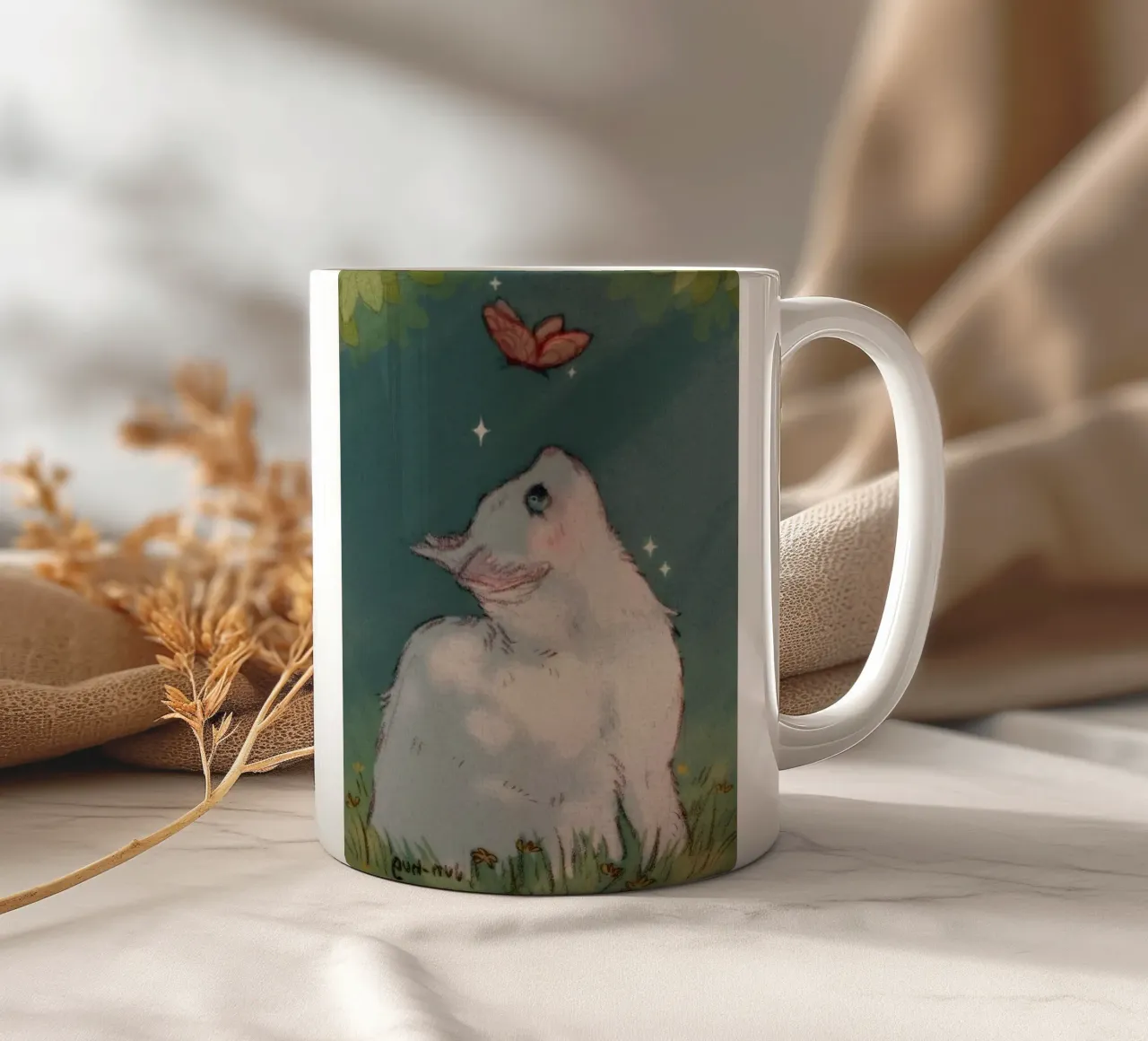 cat and butterfly tazza in ceramica da melts