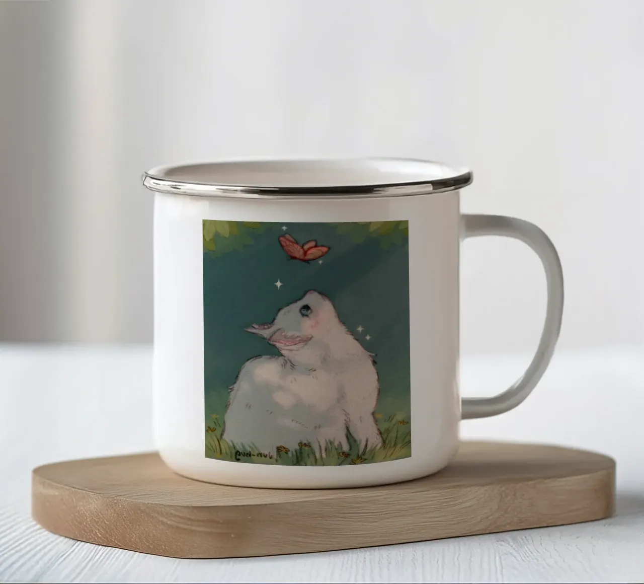cat and butterfly tazza in smalto da melts