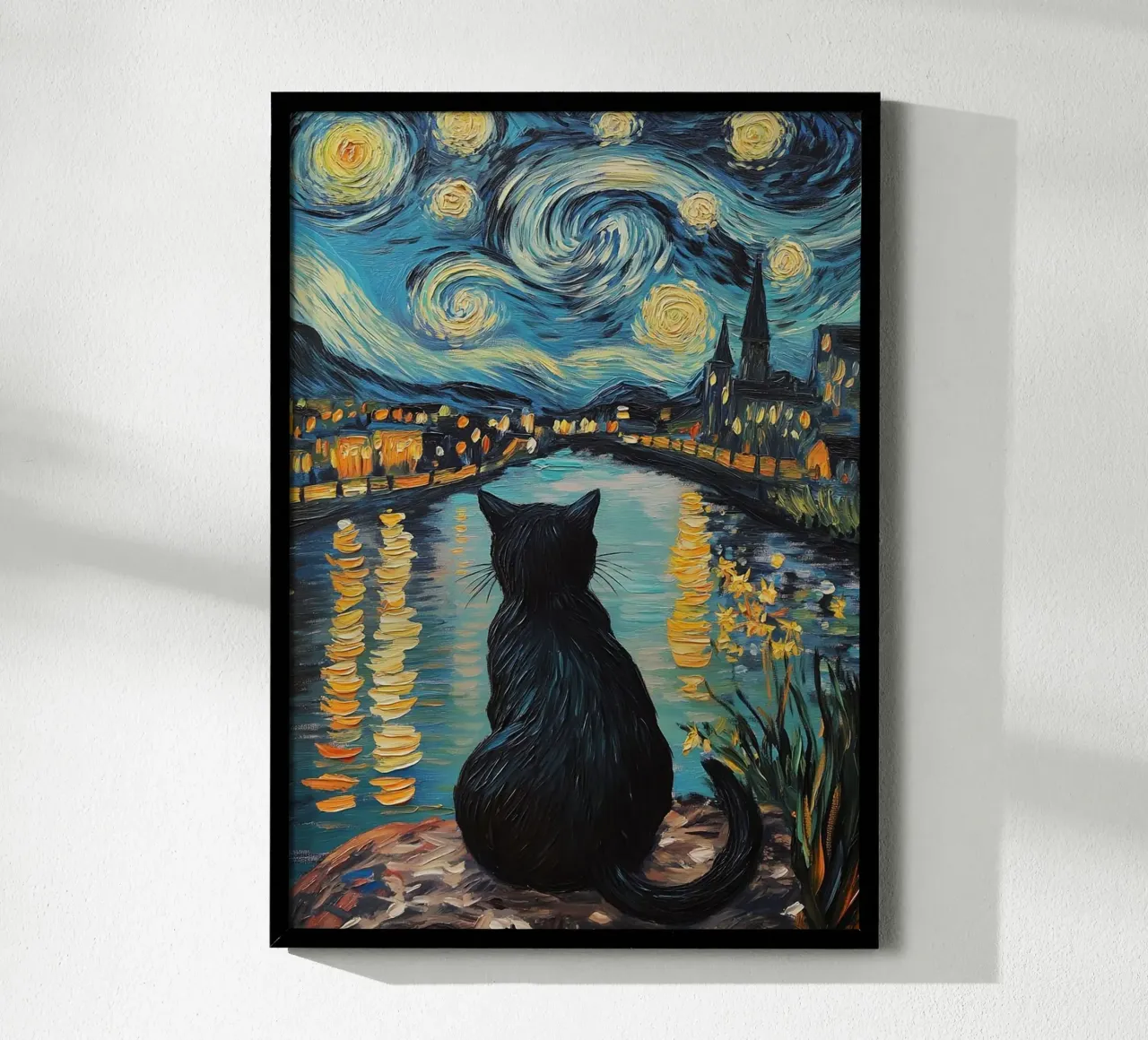 cat on the lake with star poster da hamily