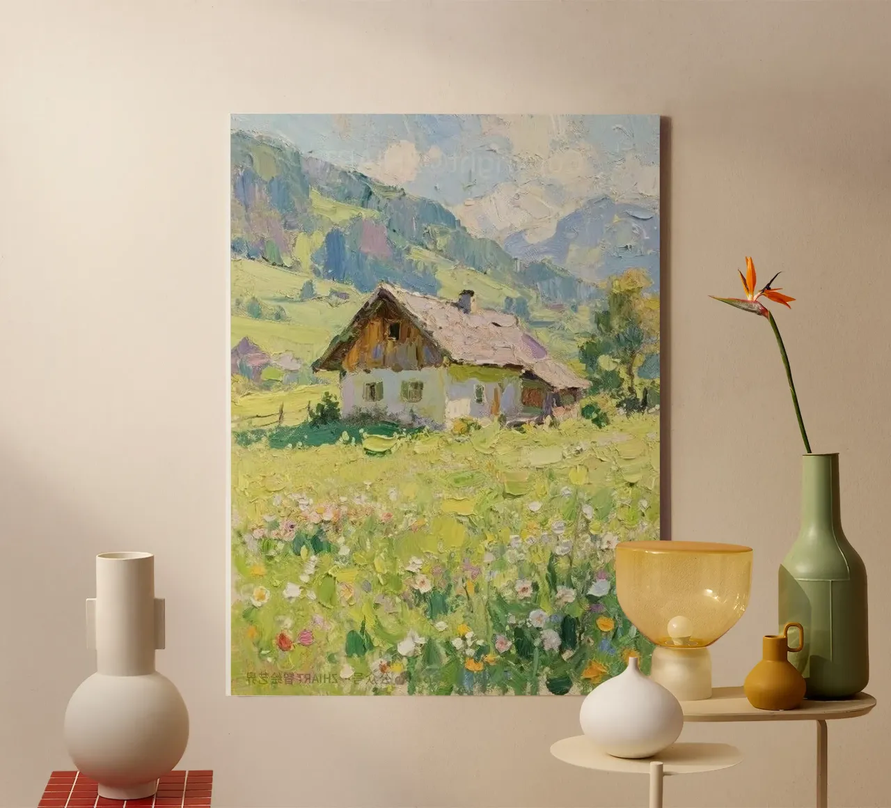 bright day with house canvas met Baklijst van hamily