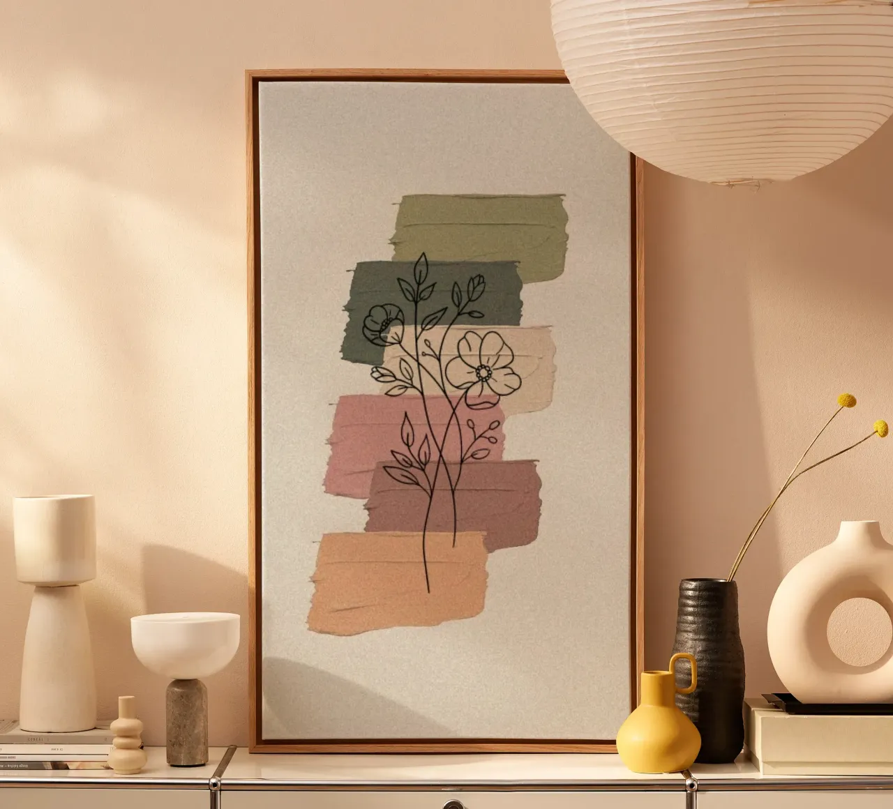 art colors and line flower tela con Cornice a cassetta da melts
