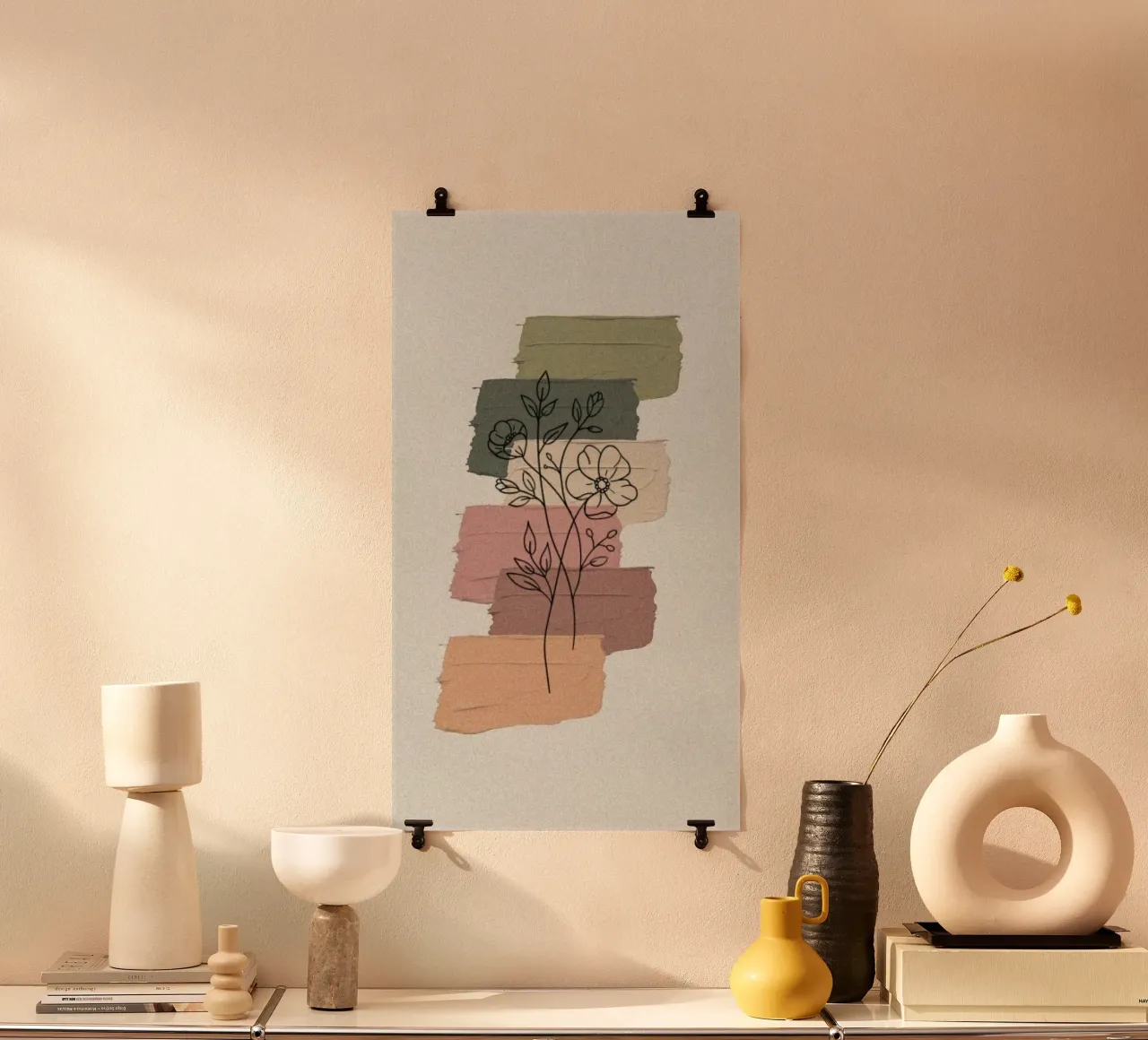 art colors and line flower poster da melts
