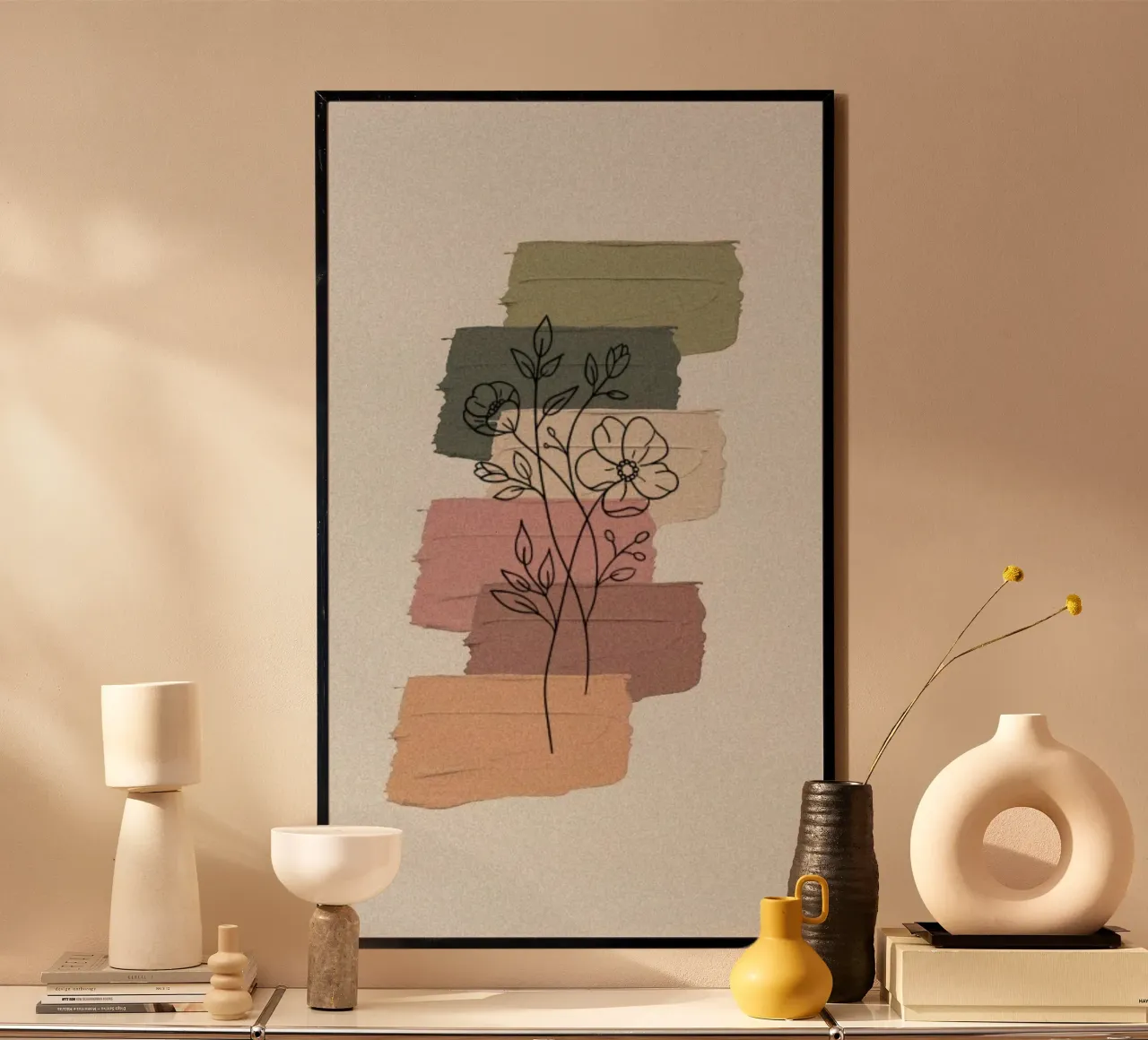 art colors and line flower poster da melts
