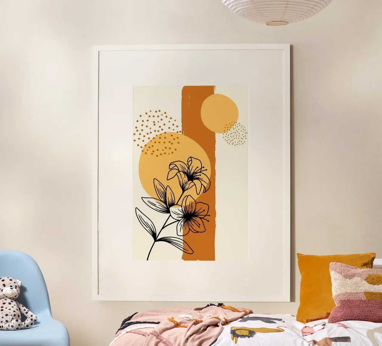 line circle shape flower yellow poster da melts