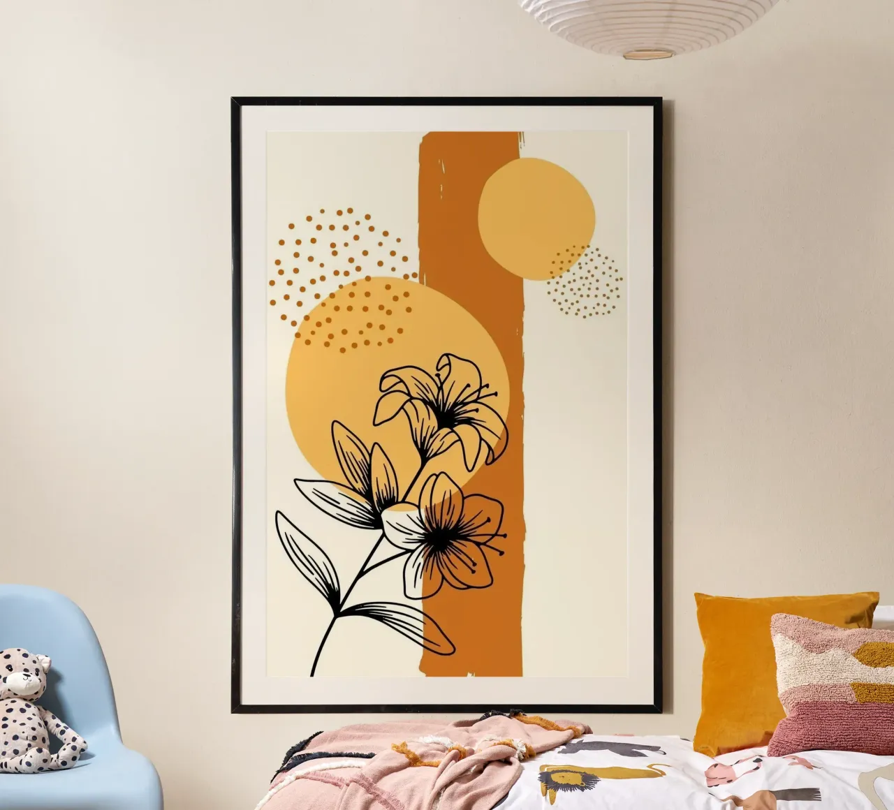 line circle shape flower yellow poster da melts
