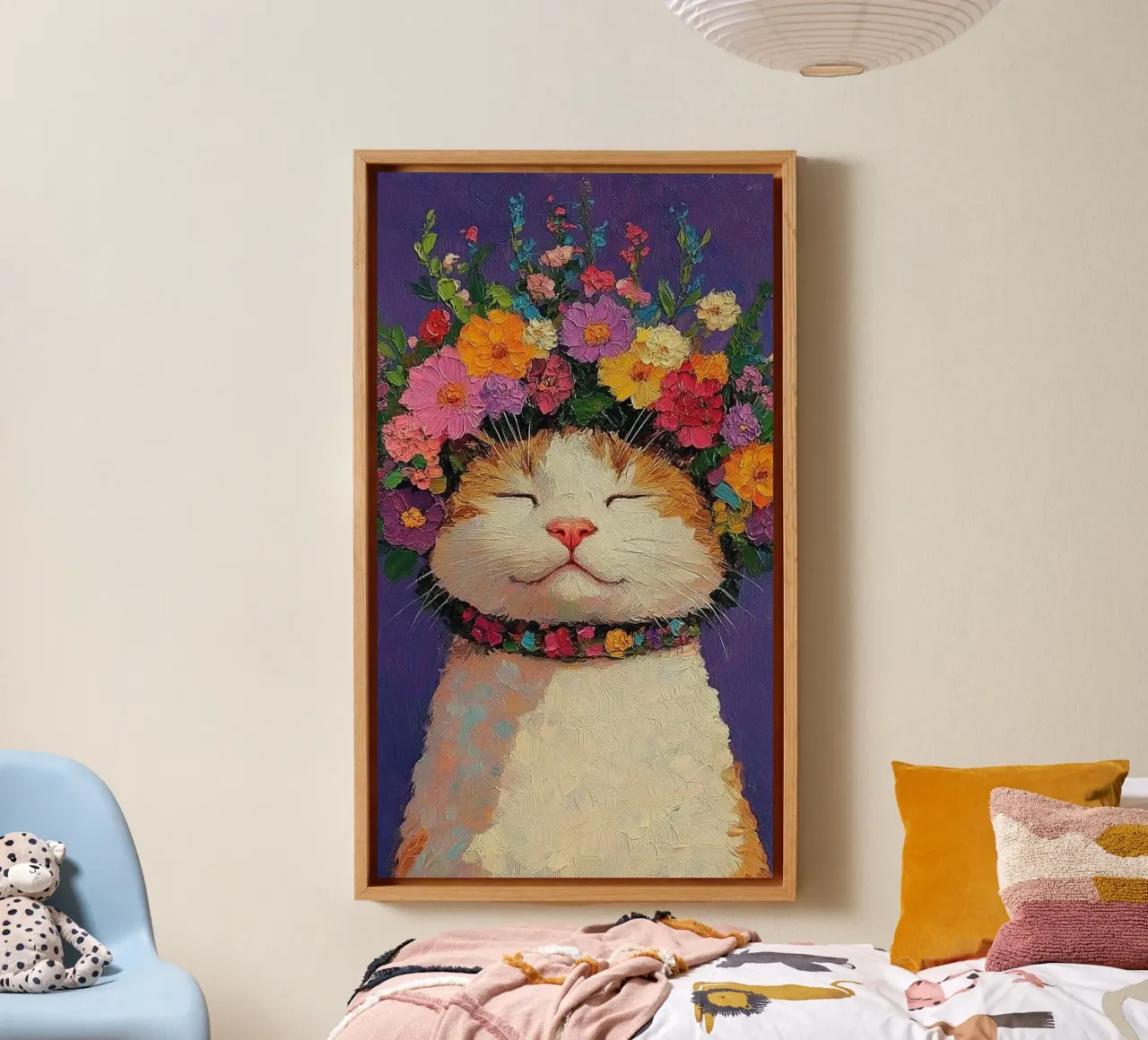 kitty chill with flower canvas met Baklijst van hamily