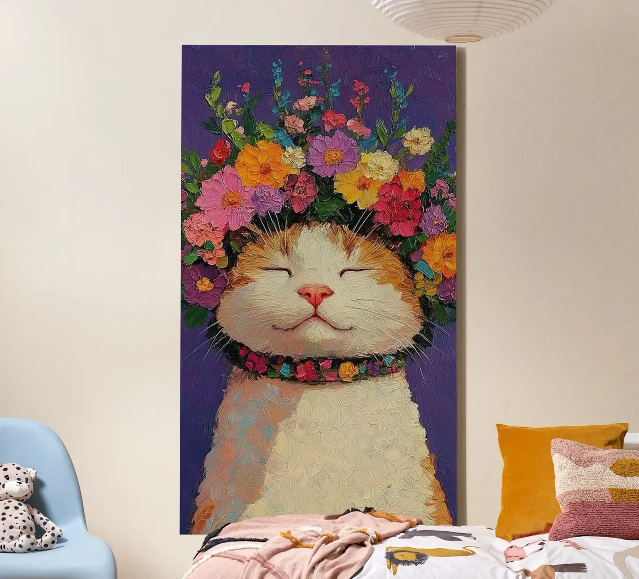 kitty chill with flower canvas met Baklijst van hamily