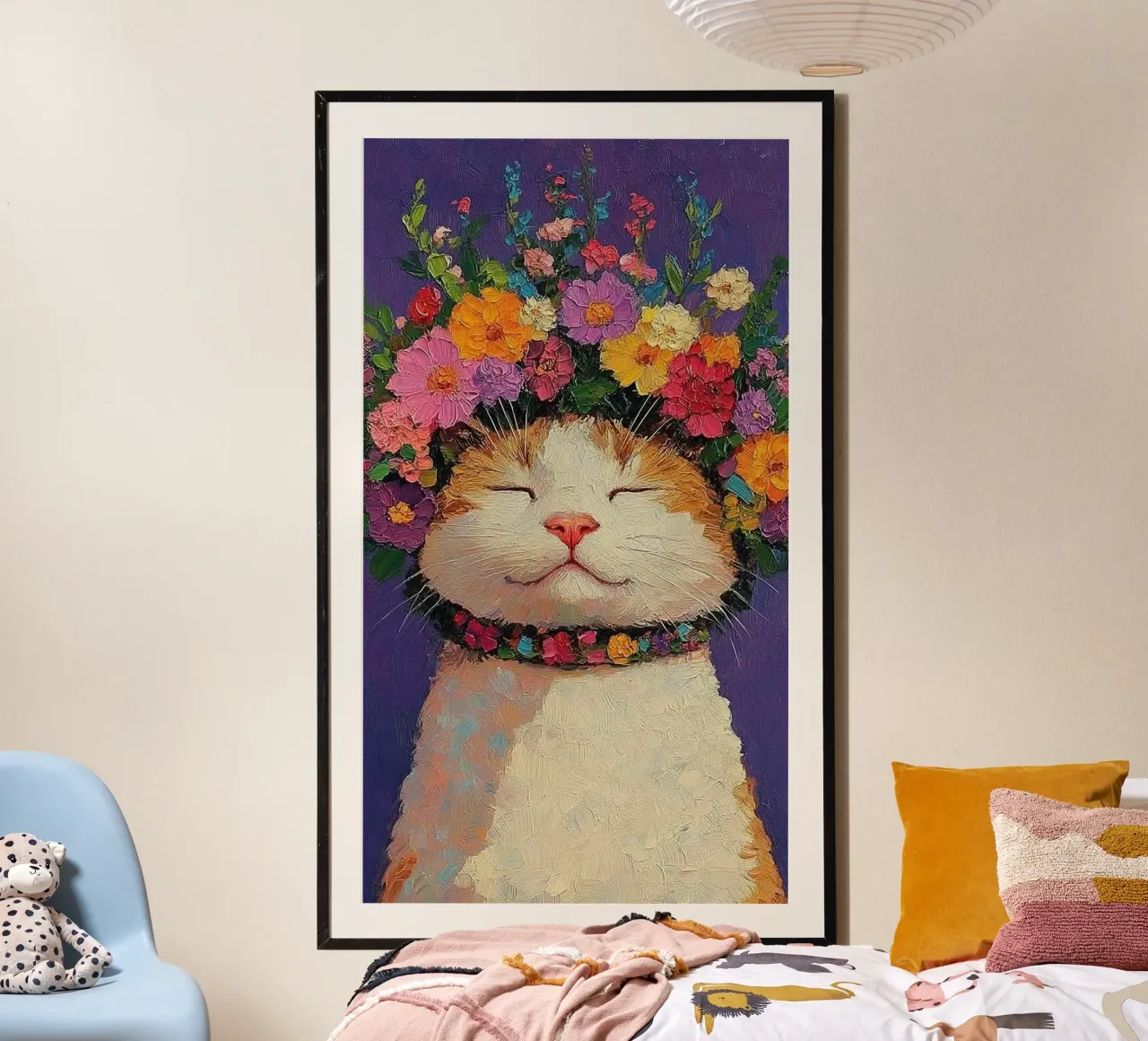 kitty chill with flower poster da hamily