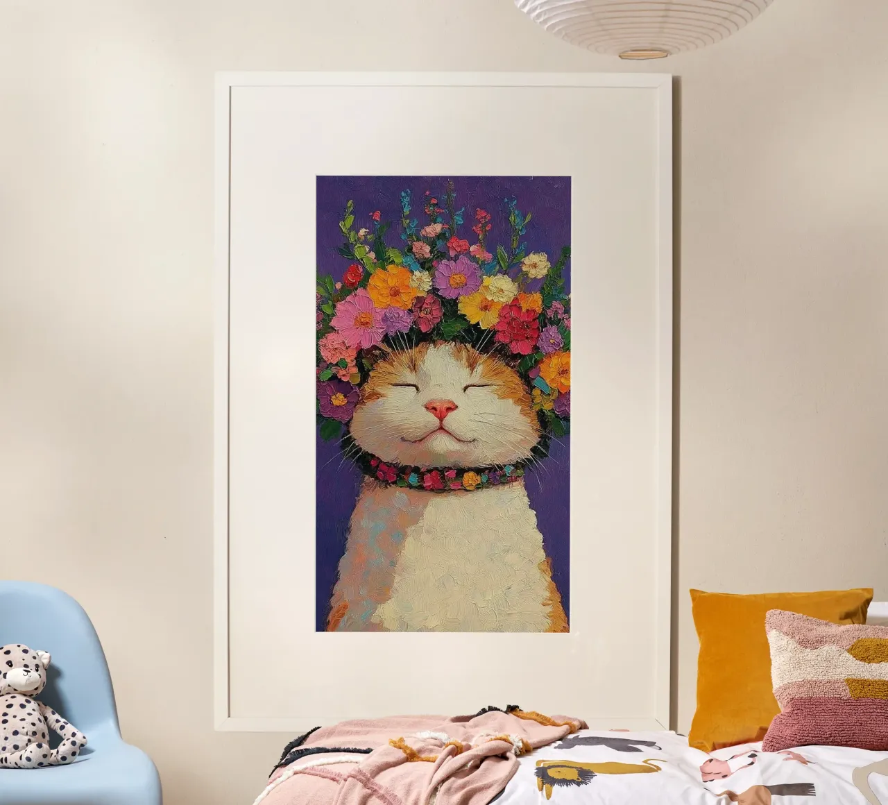 kitty chill with flower poster da hamily