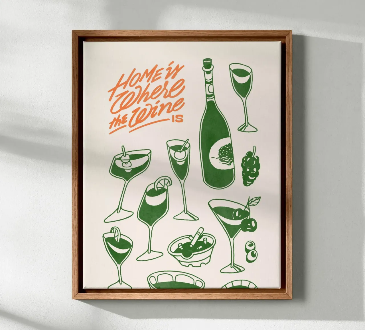 Home is where the wine is tela con Cornice a cassetta da illusthera