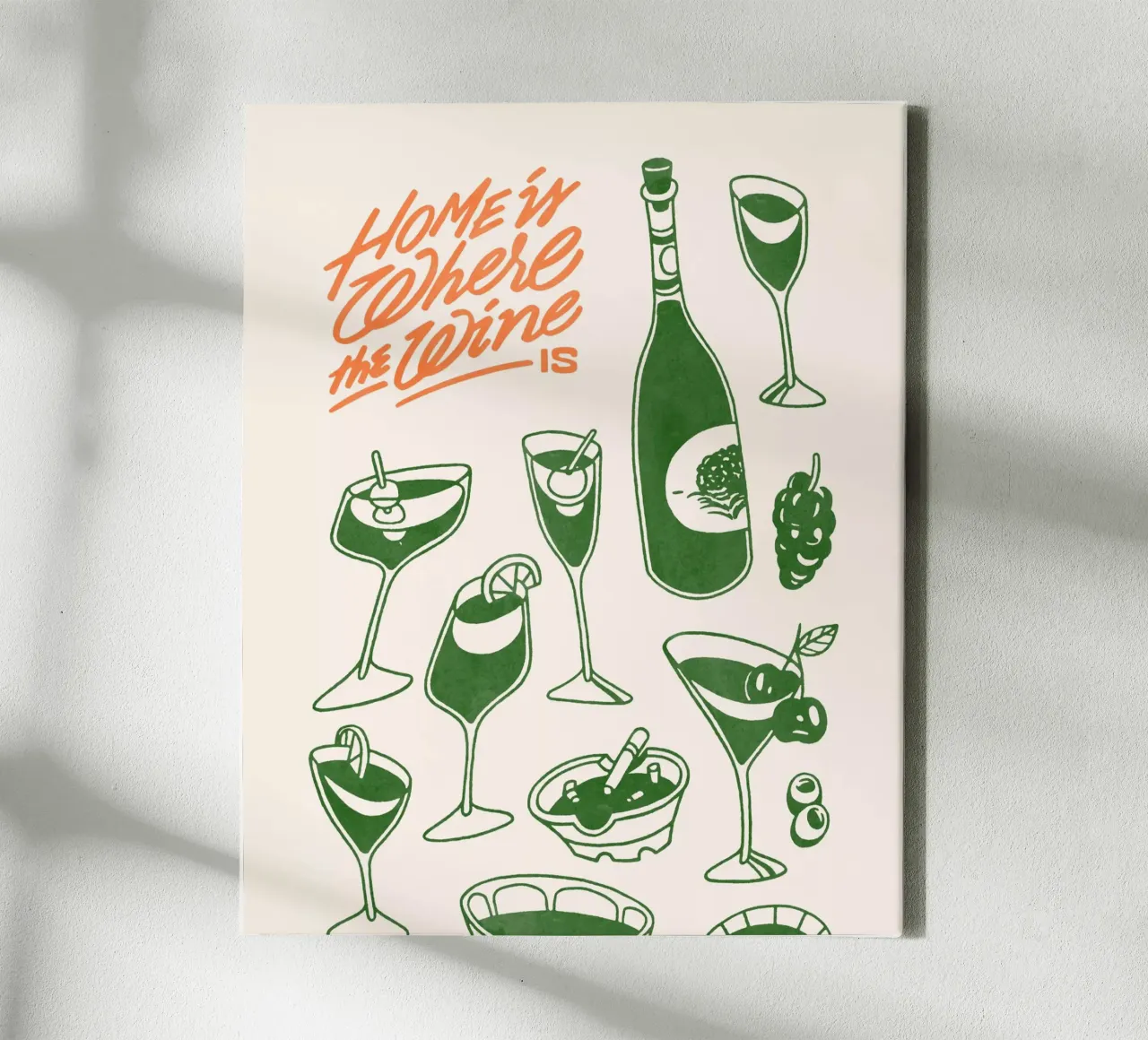 Home is where the wine is tela con Cornice a cassetta da illusthera