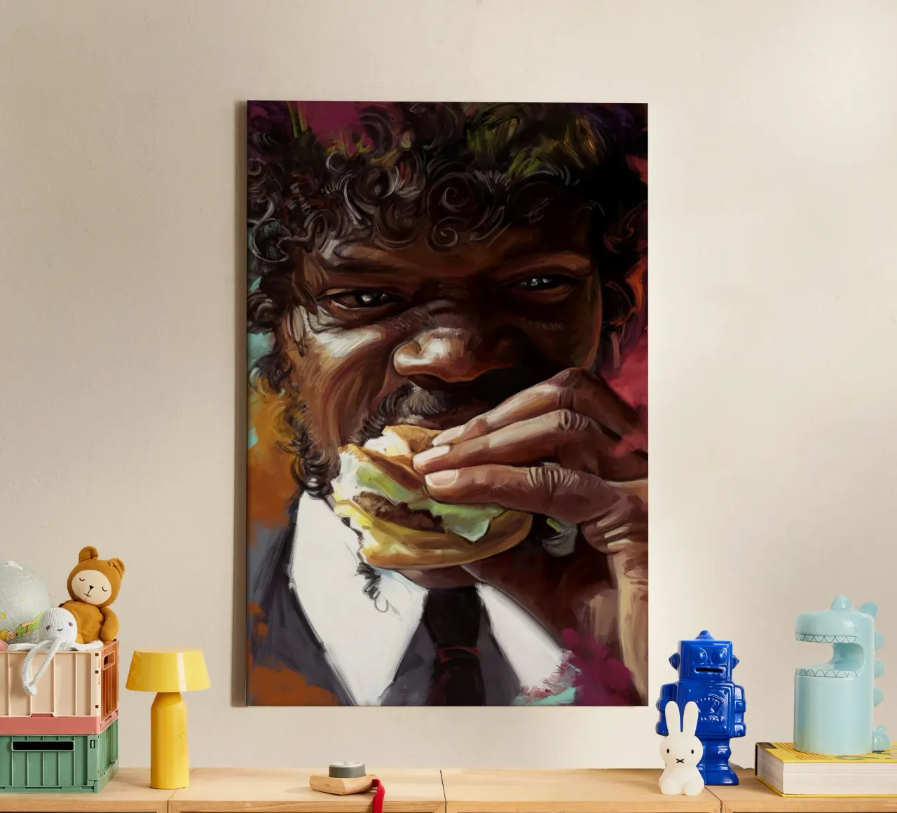 Jules Winnfield - Pulp Fiction tela con Cornice a cassetta da Oscar Frazier