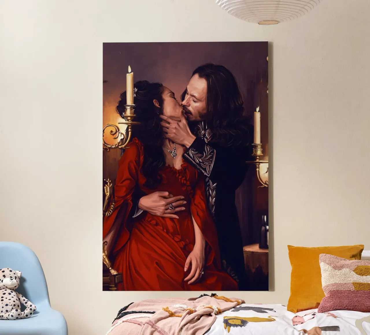 Il bacio in Dracula di Bram Stoker tela con Cornice a cassetta da Oscar Frazier