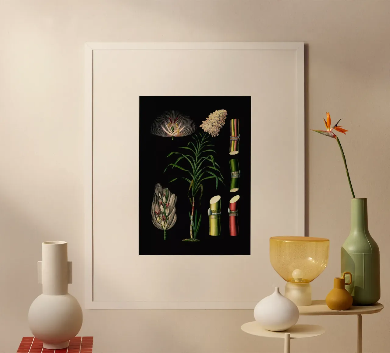 Vintage Bollmann 4 Zuckerrohr poster con telaio in legno da Vintage Print Collection
