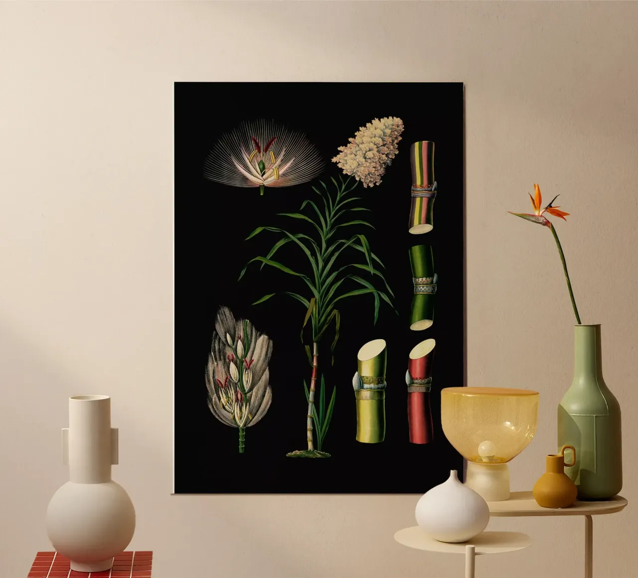 Vintage Bollmann 4 Zuckerrohr poster con telaio in legno da Vintage Print Collection