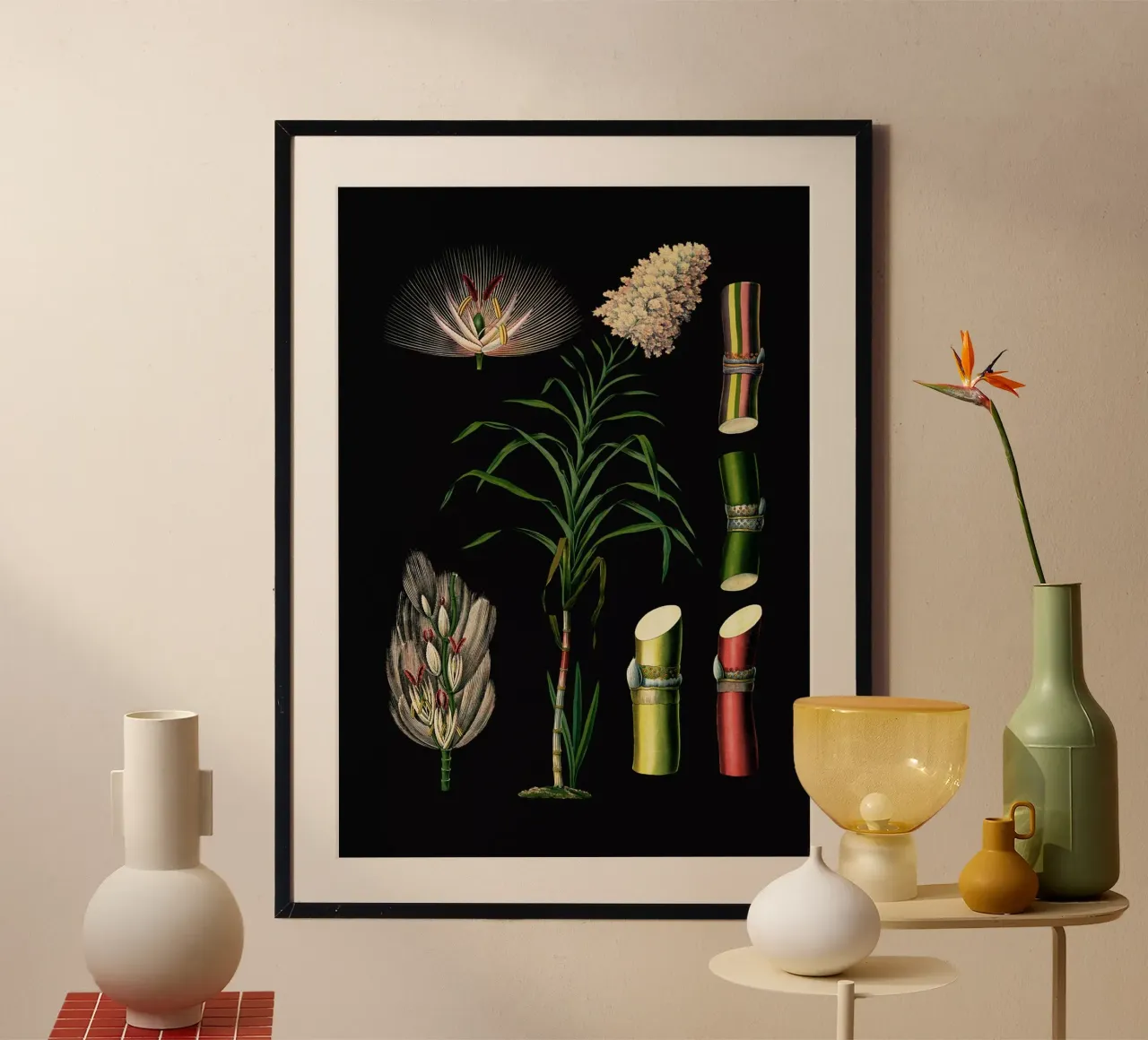 Vintage Bollmann 4 Zuckerrohr poster con telaio in legno da Vintage Print Collection